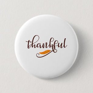 Feather Boho Native Thankful Typografy Button