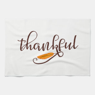 Feather Boho Native Thankful Typografy Küchentuch