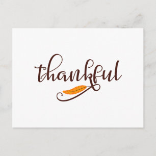 Feather Boho Native Thankful Typografy Postkarte