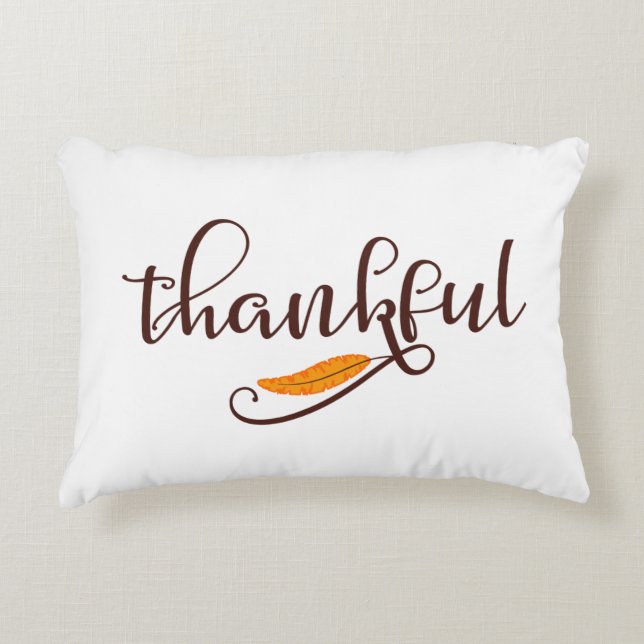 Feather Boho Native Thankful Typografy Zierkissen (Vorderseite)