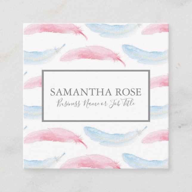 Feather Business Card Quadratische Visitenkarte (Vorderseite)
