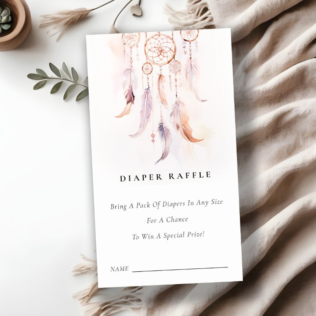 Feather Dreamcatcher Diaper Raffle Baby Dusche Begleitkarte (Von Creator hochgeladen)