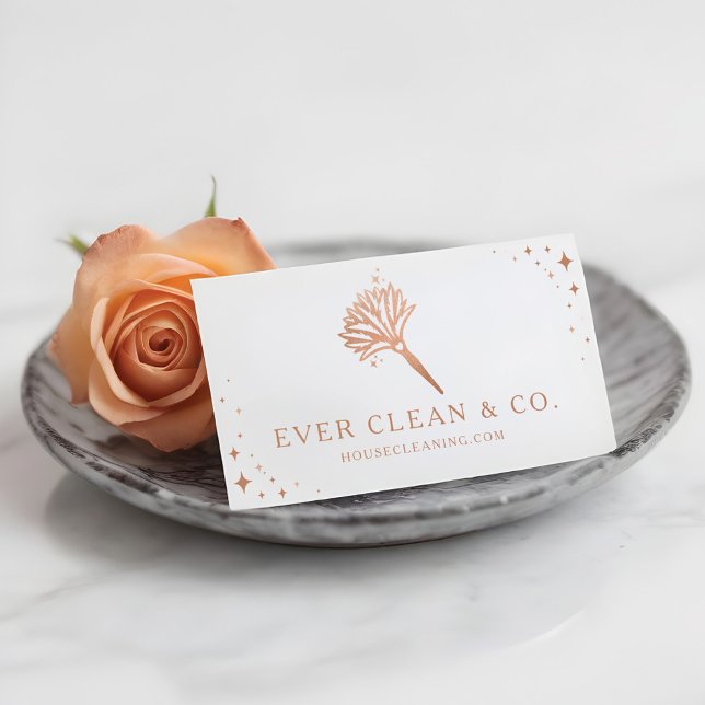 Feather Duster Beruflich Maid & House Reinigung Visitenkarte (Feather Duster Professional Maid & House Cleaning Business Card)