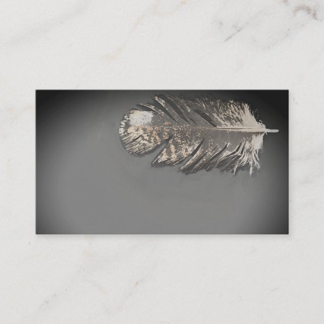 Feather Feathers Gray Rustic Business Cards Visitenkarte (Vorderseite)