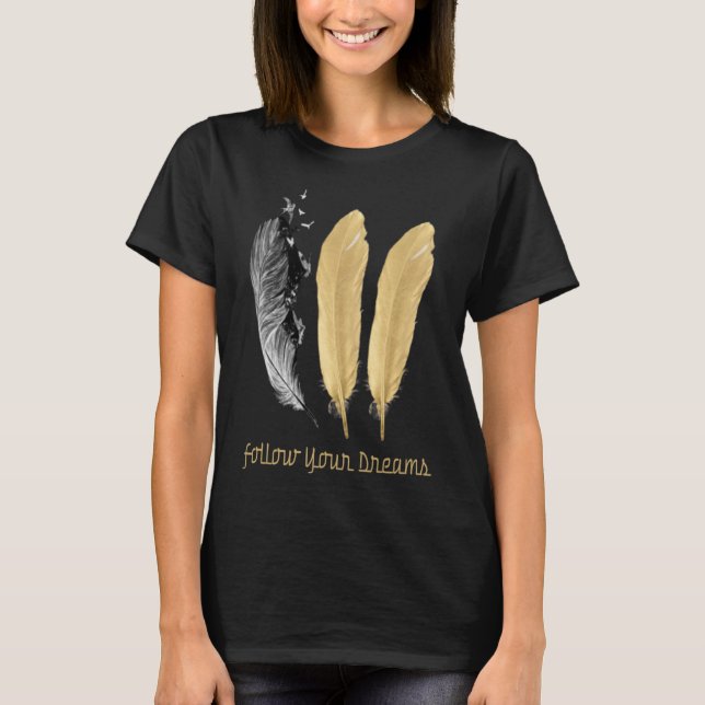Feather, FOLGE DEINEN TRAUMS Pullover Hoodie (Vorderseite)