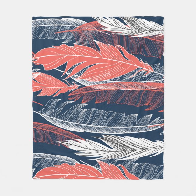 Feather Graphics, schönes nahtloses Muster. Fleecedecke (Vorderseite)
