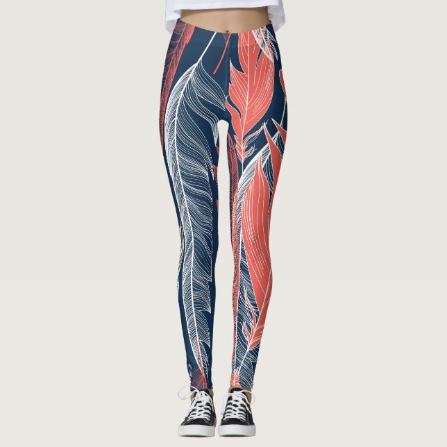 Feather Graphics, schönes nahtloses Muster. Leggings (Vorderseite)