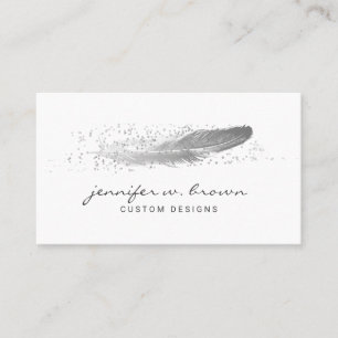 Feather Gray Silver Glitzer Visitenkarte