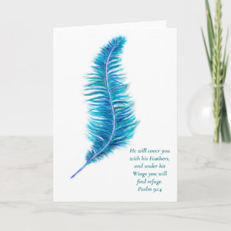 Feather Greeting Card Psalm 91:4 Karte