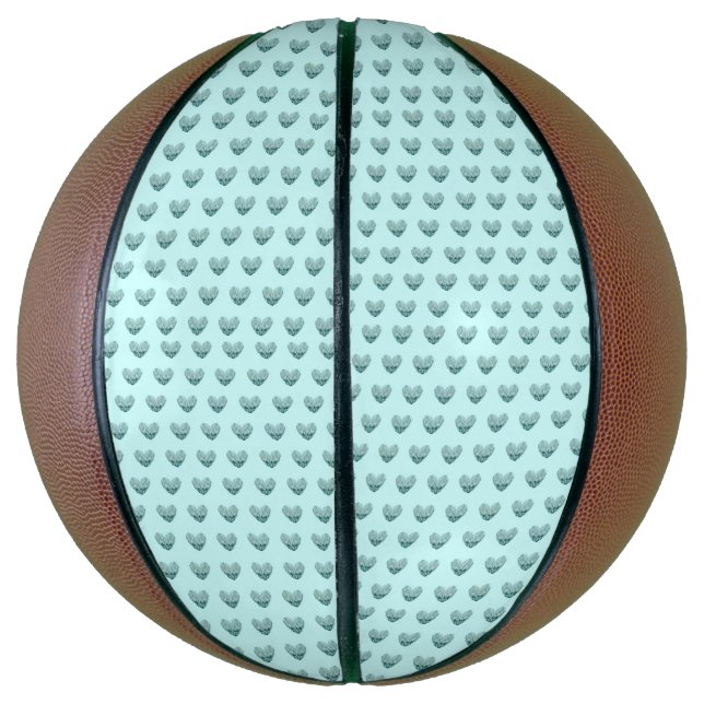 Feather heart in soft green basketball (Vertikal)