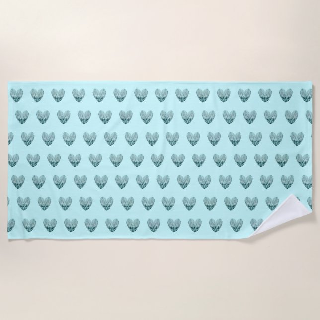 Feather heart in soft green strandtuch (Vorderseite)