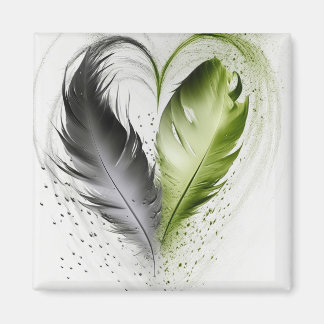 Feather Heart - Lime Green Magnet