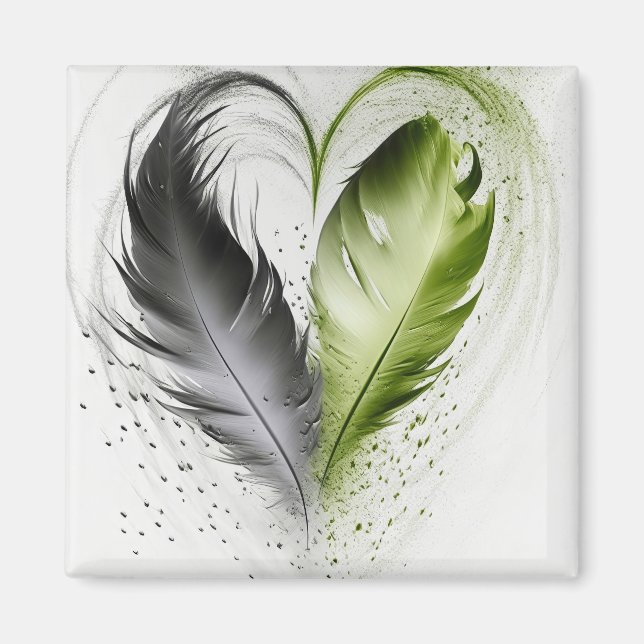 Feather Heart - Lime Green Magnet (Vorne)