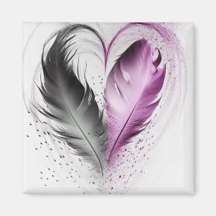 Feather Heart - Pink Magnet