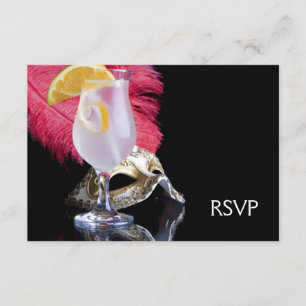 Feather Mask Masquerade Party UAWG RSVP Karte