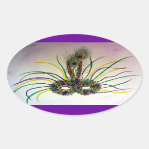 Feather Masquerade Maske Custom Oval Stickers