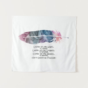 "Feather" mit Indianersprichwort Wandteppich
