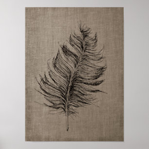 Feather no.1 mit Imitate Linen Taupe Art Poster