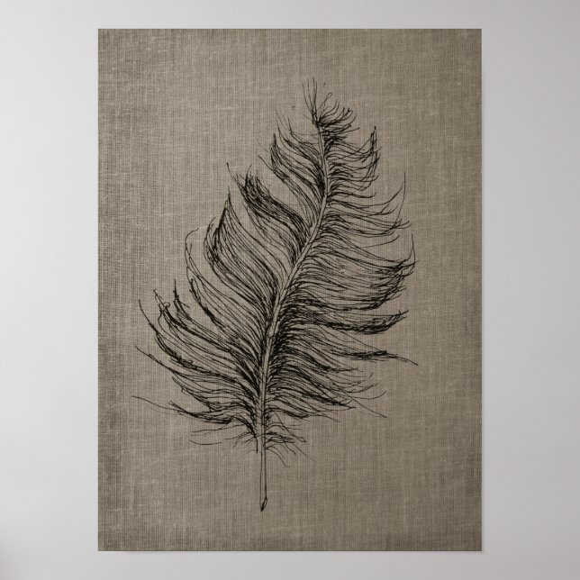 Feather no.1 mit Imitate Linen Taupe Art Poster (Vorne)