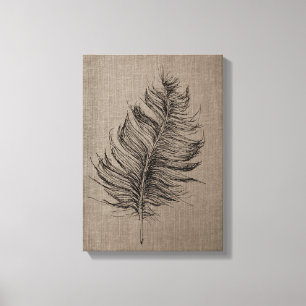Feather no 1 Taupe Leinwand Kunst, Dichtung und Mu