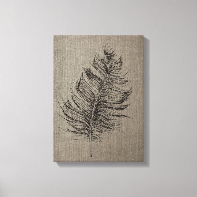 Feather no 1 Taupe Leinwand Kunst, Dichtung und Mu (Vorderseite)
