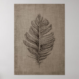 Feather no.2 mit Imitaten Linen Taupe Hintergrund Poster