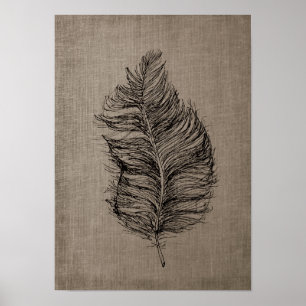 Feather no.3 mit Imitate Linen Taupe Art Poster