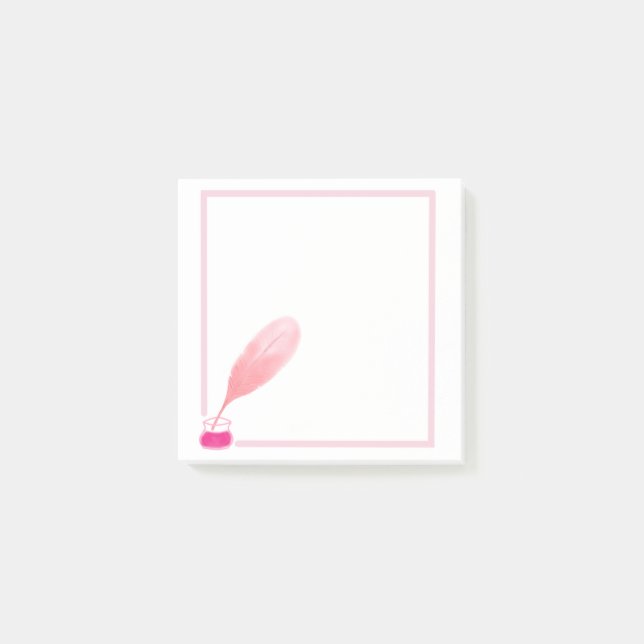 Feather Pen Design Square Notes Post-it Klebezettel (Vorderseite)