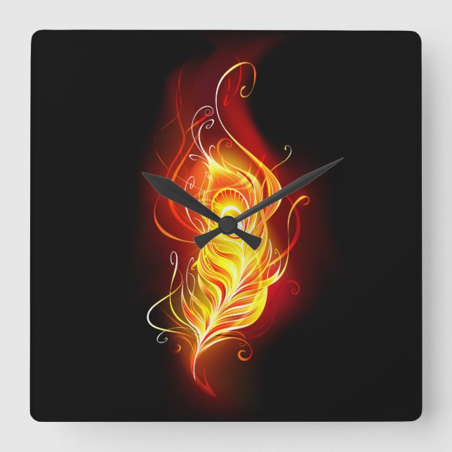 Feather Quadratische Wanduhr (Vorderseite)
