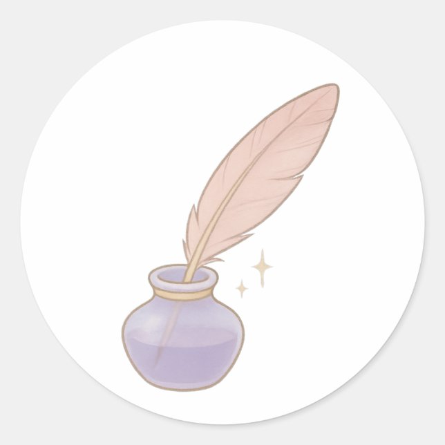 Feather quill and ink bottle runder aufkleber (Vorderseite)