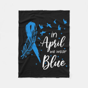 Feather Ribbon Autismus im April tragen wir Blue A Fleecedecke