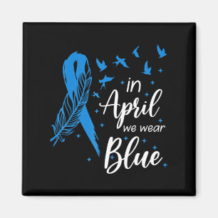Feather Ribbon Autismus im April tragen wir Blue A Magnet