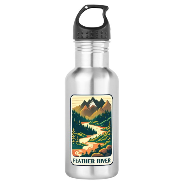Feather River California Farben Edelstahlflasche (Vorderseite)
