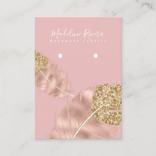 Feather Rose Gold Artisan Earring Display Card Telefonnummerkarte