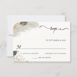 Feather Rustic Asian Sky Cloud Peacock Wedding RSVP Karte