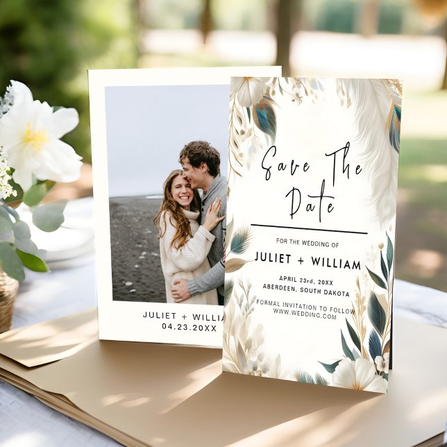 Feather Rustic Asian Sky Cloud Peacock Wedding Save The Date (Von Creator hochgeladen)