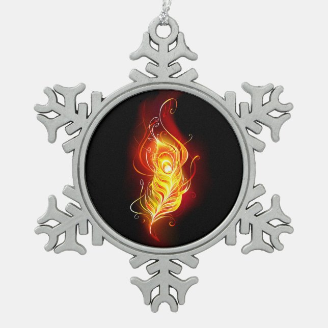 Feather Schneeflocken Zinn-Ornament (Vorderseite)