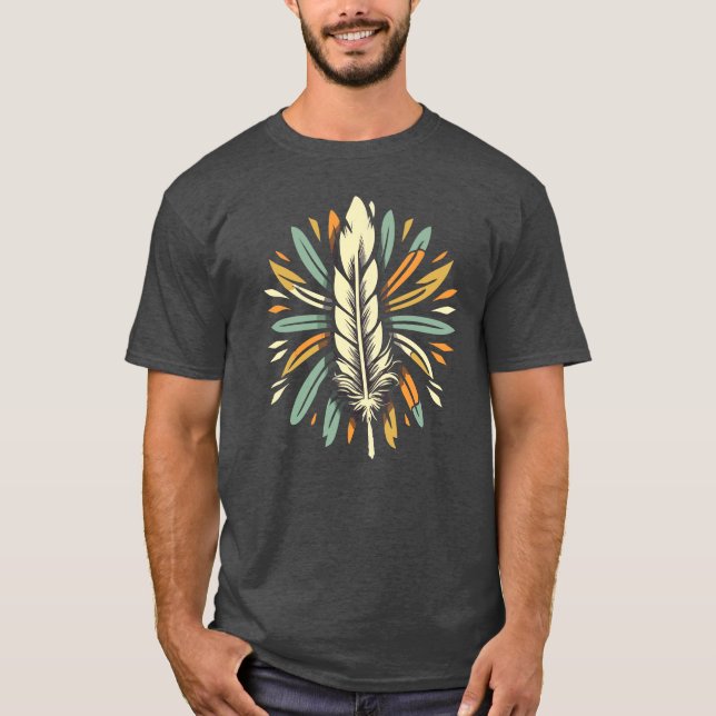 Feather Southwest Warrior Indian Tribal Art T-Shirt (Vorderseite)