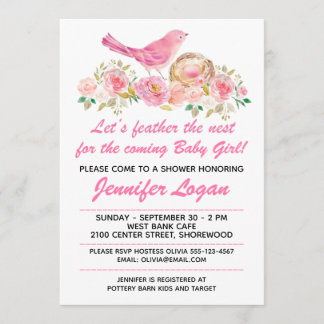 Feather the Nest Baby Shower Einladung individuell