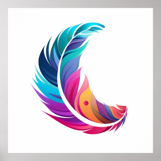 Feather Vibrant Elegant Stilisiert Poster (Vorne)