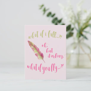Feather - Was ist, wenn ich falle? - Zitat mit Ins Postkarte
