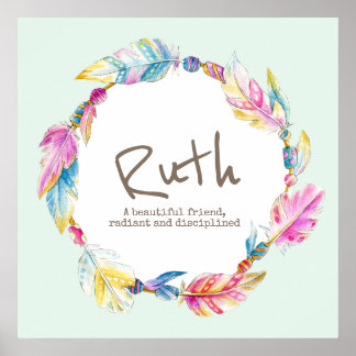 Feather Wasserfarbe Name bedeutet Ruth Poster