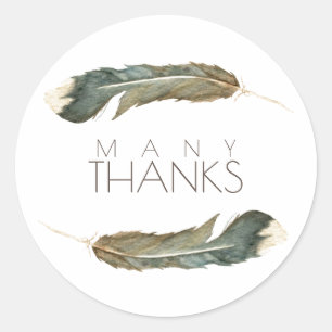Feather Watercolor Duo   Vielen Dank Runder Aufkleber