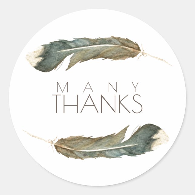 Feather Watercolor Duo | Vielen Dank Runder Aufkleber (Vorderseite)