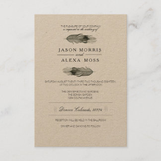 Feather Watercolor | Elegant Boho Wedding Einladung