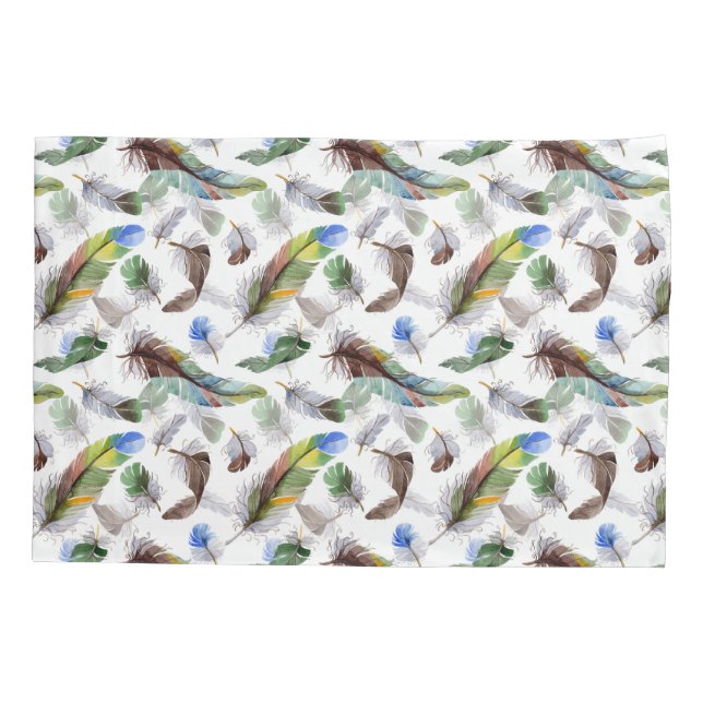 Feather Watercolor Muster Kissenbezug (Rückseite)