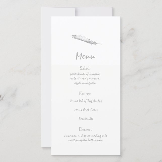 Feather Wedding Menu (Vorderseite)