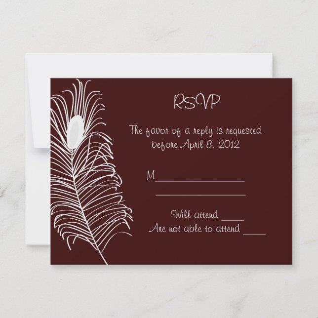 Feather Wedding RSVP Card Karte (Vorderseite)