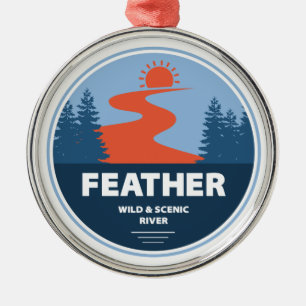 Feather Wild and Landschaftlich River Ornament Aus Metall