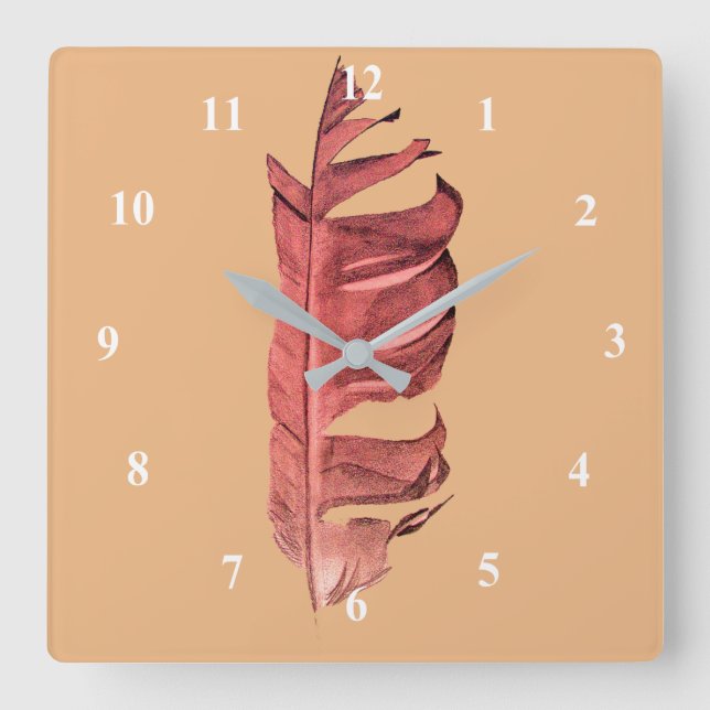 Feather zeichne originelle Kunstillustrierung Quadratische Wanduhr (Vorderseite)